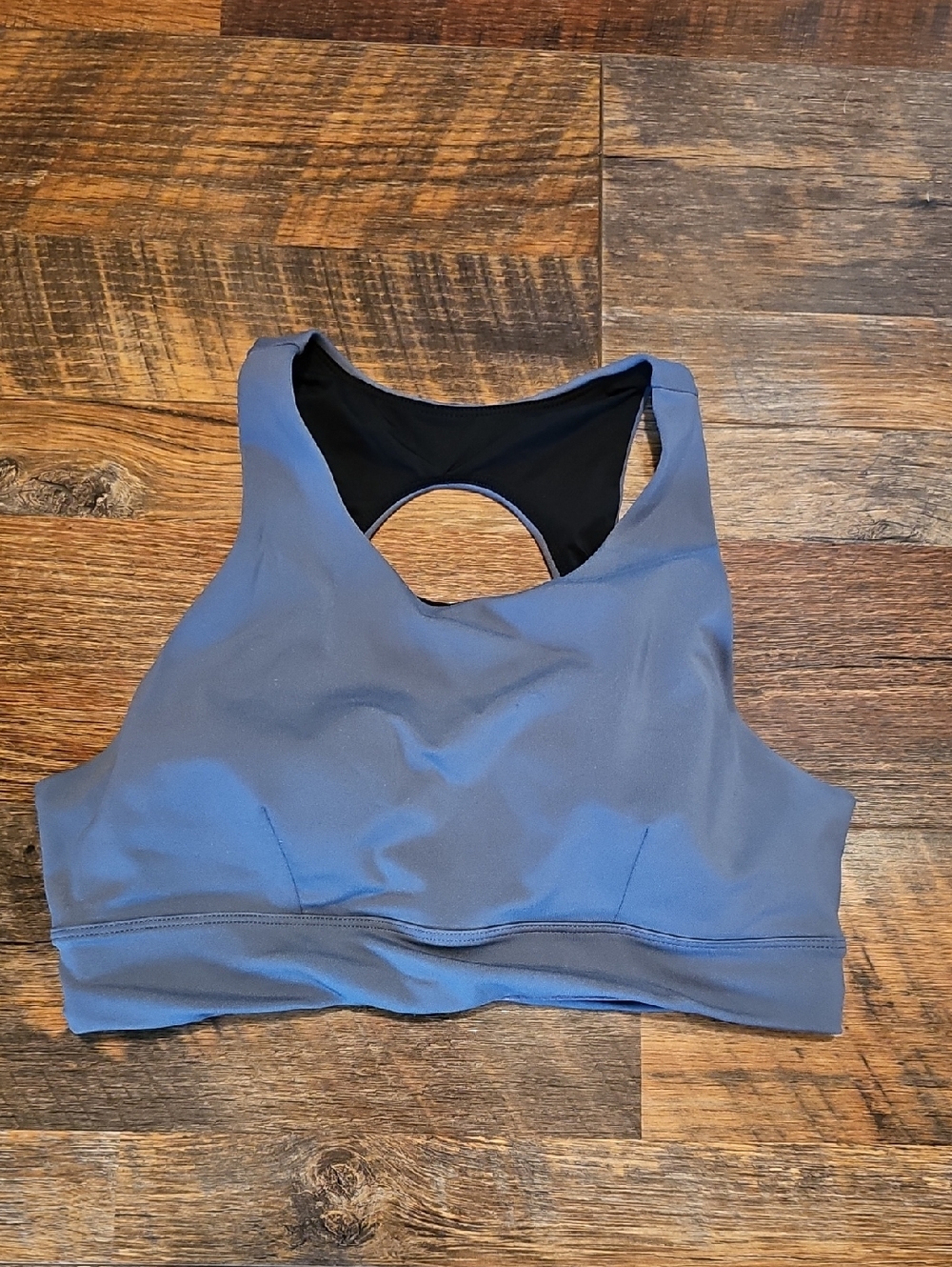 Zella High-Neck Sports Bra in Slate Blue with Black Lining